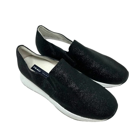 Frau Slip-on Trainer Sneakers Platform Glitter Sparkle Black Size 36 US 5 - Picture 2 of 8